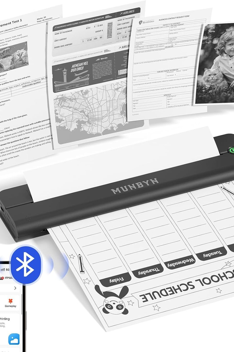 ITP02 Bluetooth Termal Yazıcı, A4, 203 DPI, Android & iOS Uyumlu, Mürekkepsiz