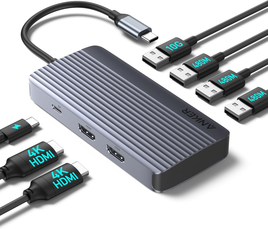 MacBook, Windows, iPad Pro için Ultra Hızlı USB-C Yerleştirme İstasyonu Çift HDMI, 100W