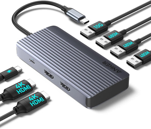 MacBook, Windows, iPad Pro için Ultra Hızlı USB-C Yerleştirme İstasyonu Çift HDMI, 100W