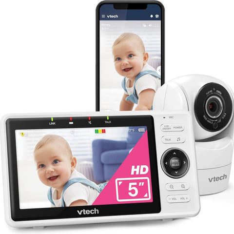 VM901-1W Akıllı Bebek Monitörü, 5 İnç HD Ekran, 1080P Tilt/Swivel Kamera, 120° Geniş Açı