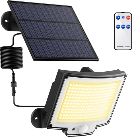 228 LED Solar Dış Mekan Işıkları, 270° Aydınlatma, IP65 Su Geçirmez, 3 Modlu, Geniş Güneş Paneli