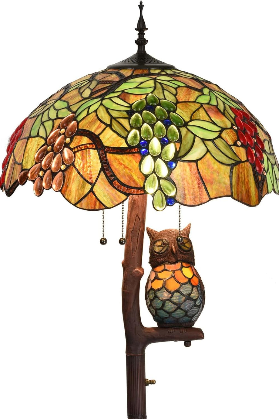 Tiffany Tarzı Baykuş Motifli 165 cm Ayaklı Lamba, El Yapımı