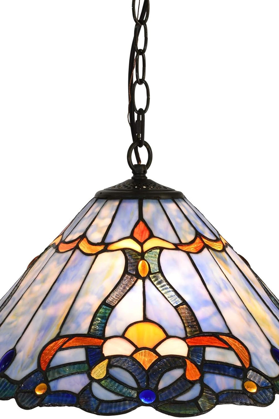 Barok Tiffany Tarzı Vitray Tavan Sarkıt Lambası