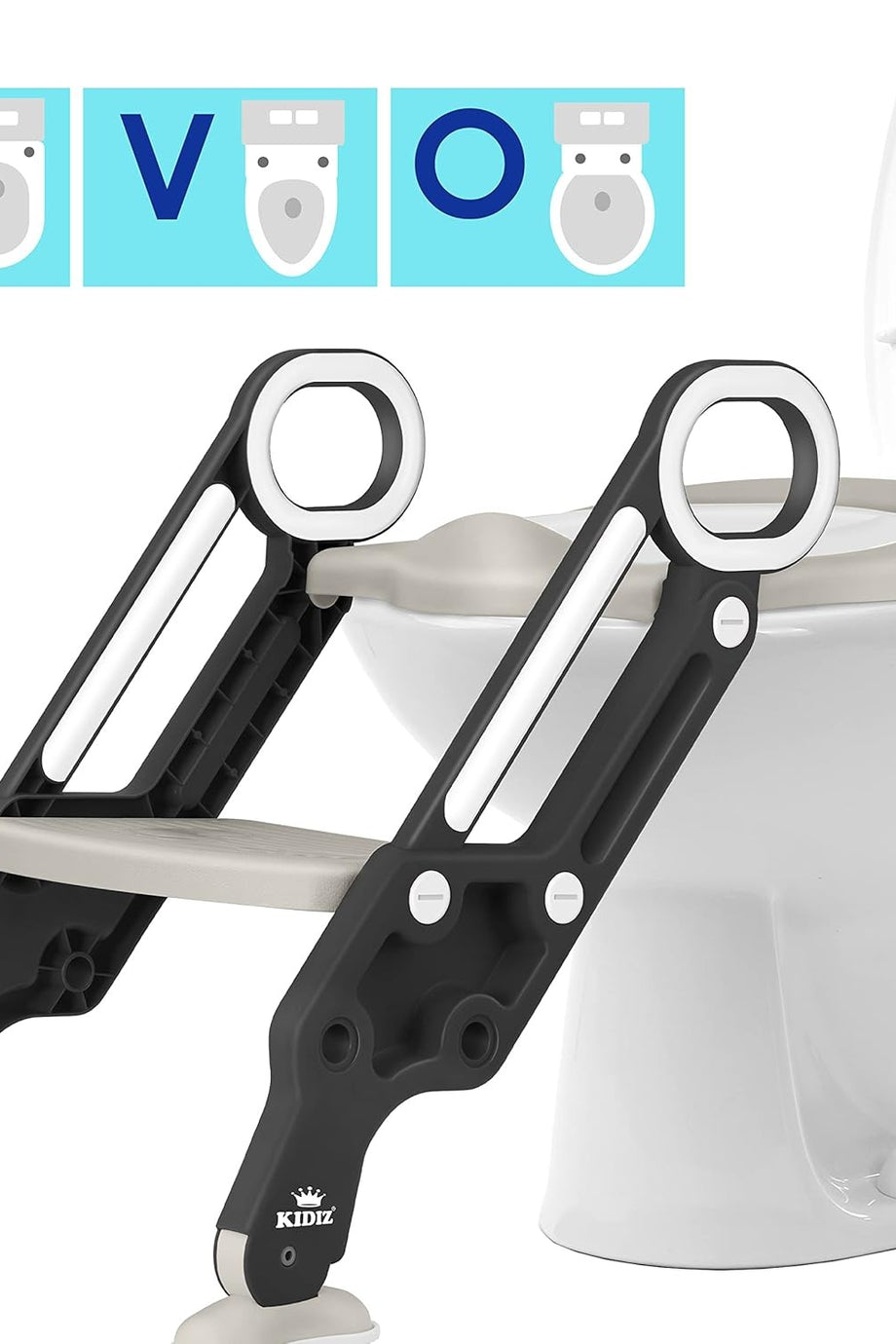 Katlanabilir Klozet Adaptörü, Basamaklı ve Kolları Destekli, Yükseklik Ayarlı