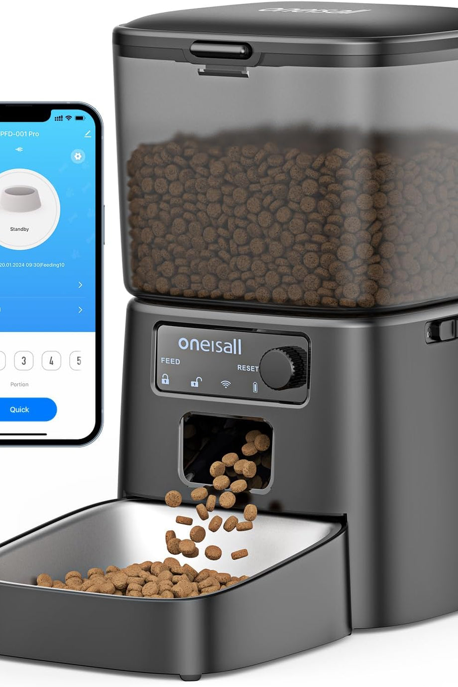 3.5L Otomatik Kedi Besleyici, Wi-Fi Akıllı Uygulama Kontrolü, 1-10 Öğün