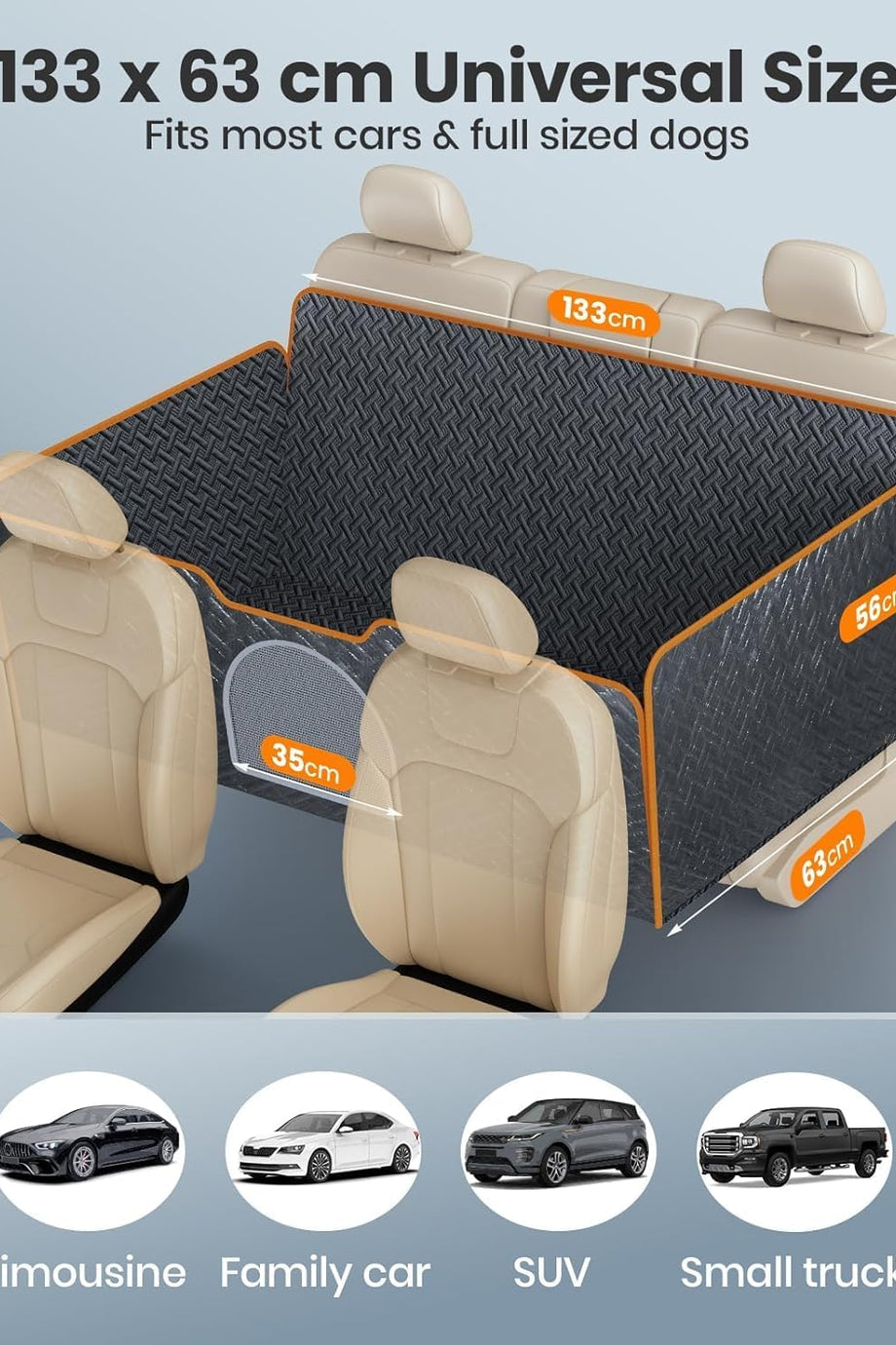 Köpek Battaniyesi Araba Koltuğu Kılıfı, Su Geçirmez, Kaymaz