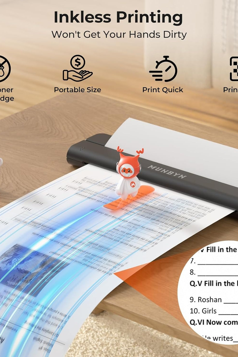 ITP02 Bluetooth Termal Yazıcı, A4, 203 DPI, Android & iOS Uyumlu, Mürekkepsiz