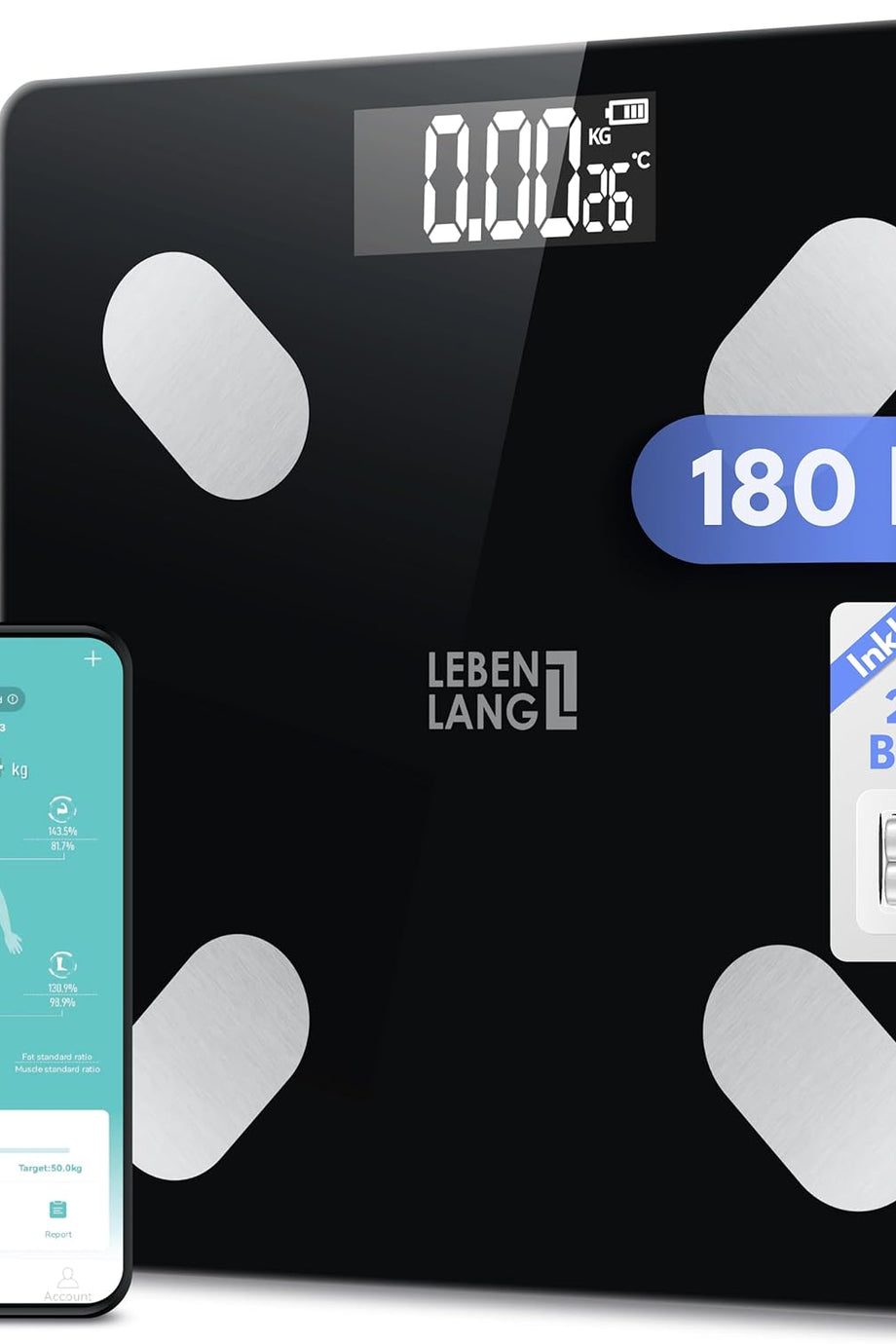 Dijital Vücut Terazisi, Uygulama Bağlantısı, 4 Elektrot ile BMI ve Yağ Analizi