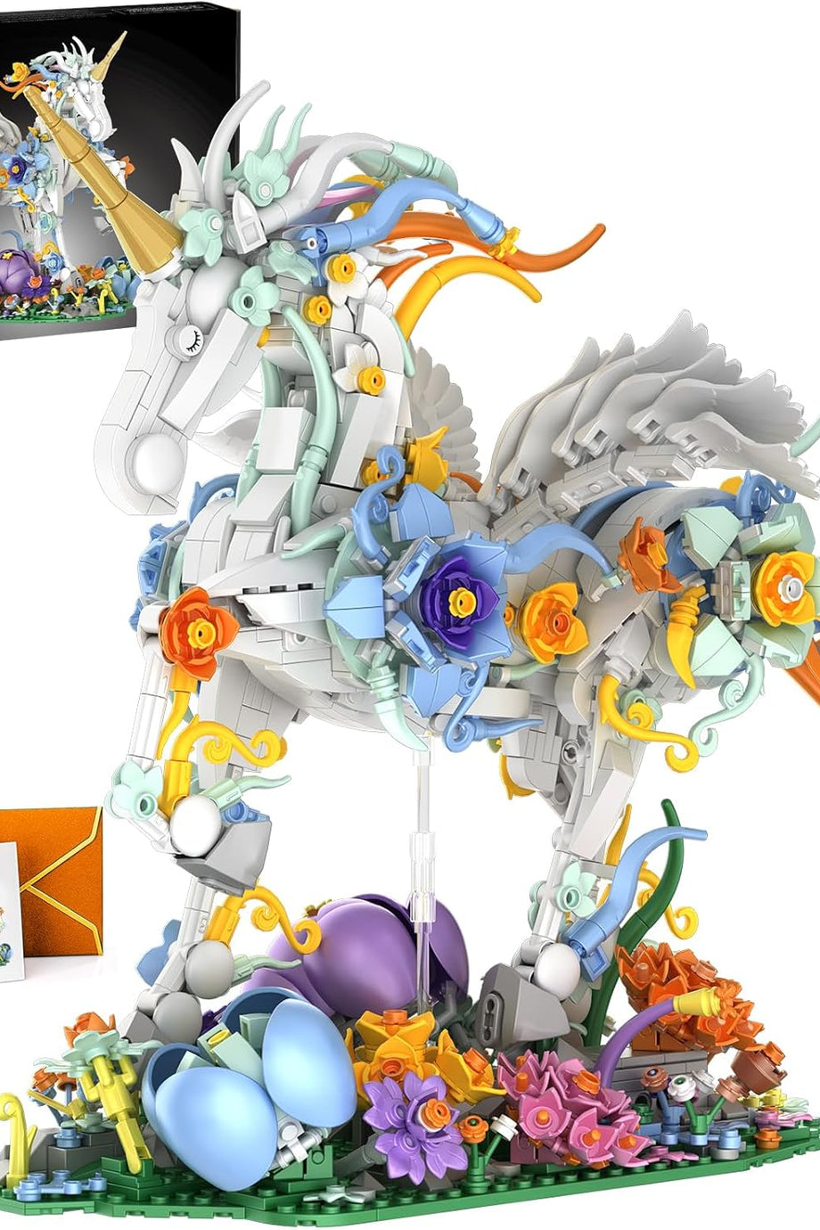 Ideas Tek Boynuzlu At ve Çiçekler Model Seti, Yetişkinler İçin Ev ve Ofis Dekorasyonu