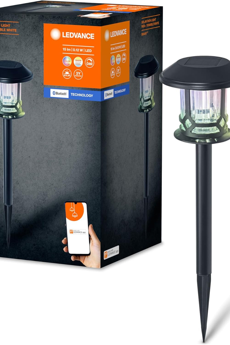 Smart+ Dış Mekan Bluetooth Solar Bahçe Aydınlatması, 8 Saat Yanma Süresi, IP44 Su Geçirmez