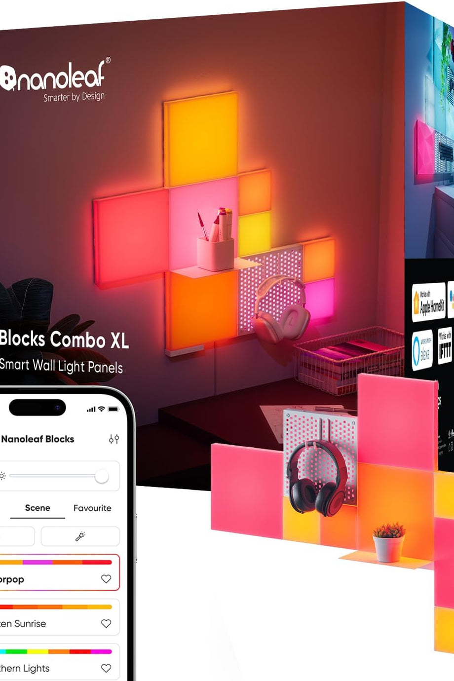 Başlangıç Seti 10'lu Paket Kombo, RGBW Renk Değiştiren Duvar Lambaları, Işık Panelleri