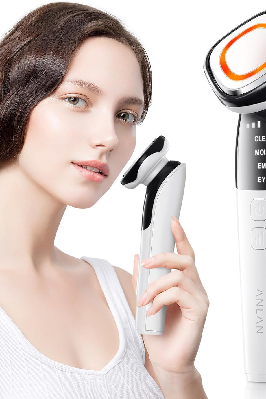 Kırışıklıklara Karşı Yüz Masajı, EMS Gua Sha Elektrik, 42°C Isı, Kırmızı ve Mavi Işık Terapisi