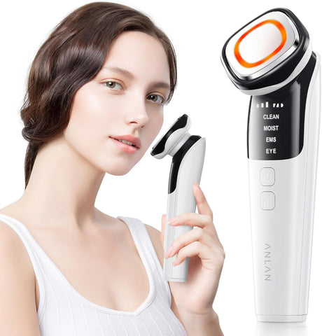 Kırışıklıklara Karşı Yüz Masajı, EMS Gua Sha Elektrik, 42°C Isı, Kırmızı ve Mavi Işık Terapisi