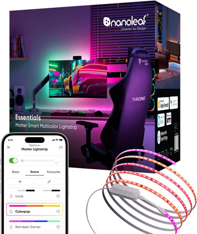 Mat WLAN Gradyan LED Şerit 5m, Müzik Senkronizasyonu, Akıllı Kontrol, 300 RGBIC LED