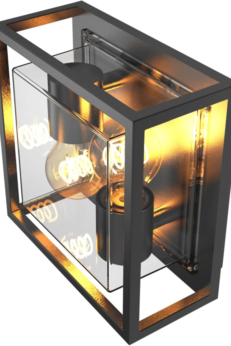 Bologna LED Duvar Lambası, 2x E27, Siyah, IP44 Sıçrama Geçirmez, Endüstriyel Modern Tasarım