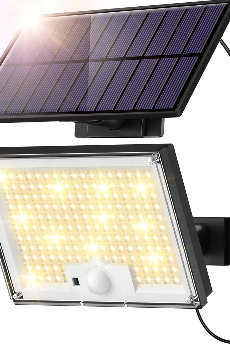Hareket Sensörlü Güneş Enerjili Işıklar, 172 LED, IP65 Su Geçirmez, 5m Kablolu Sıcak Işık