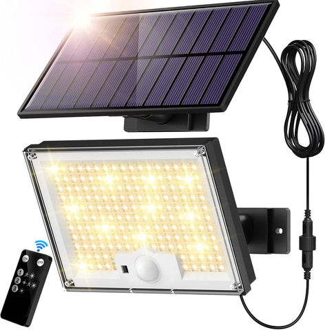 Hareket Sensörlü Güneş Enerjili Işıklar, 172 LED, IP65 Su Geçirmez, 5m Kablolu Sıcak Işık