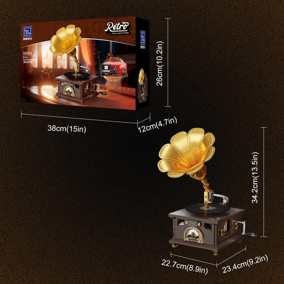 Retro Fonograf Seti, Vintage Gramofon Müzik Kutusu Yapım Seti, Akustik Müzik Deneyimi