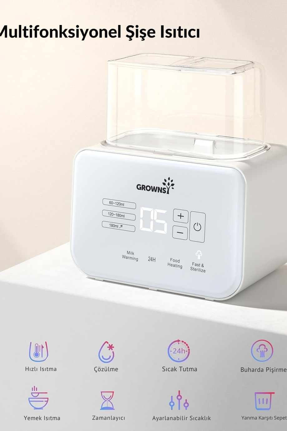 8’i 1 Arada Biberon Isıtıcı ve Sterilizatör, LCD Ekranlı, Hızlı Isıtma ve Çözme, BPA İçermez