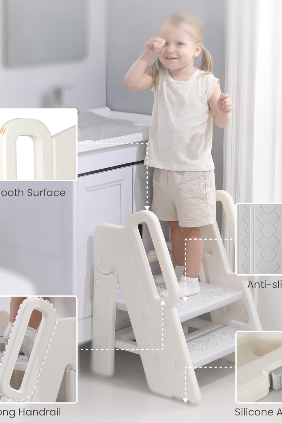 Katlanabilir Çocuk Klozet Adaptörü, Kaymaz Basamaklı ve Yumuşak Minderli Tuvalet Eğitimi