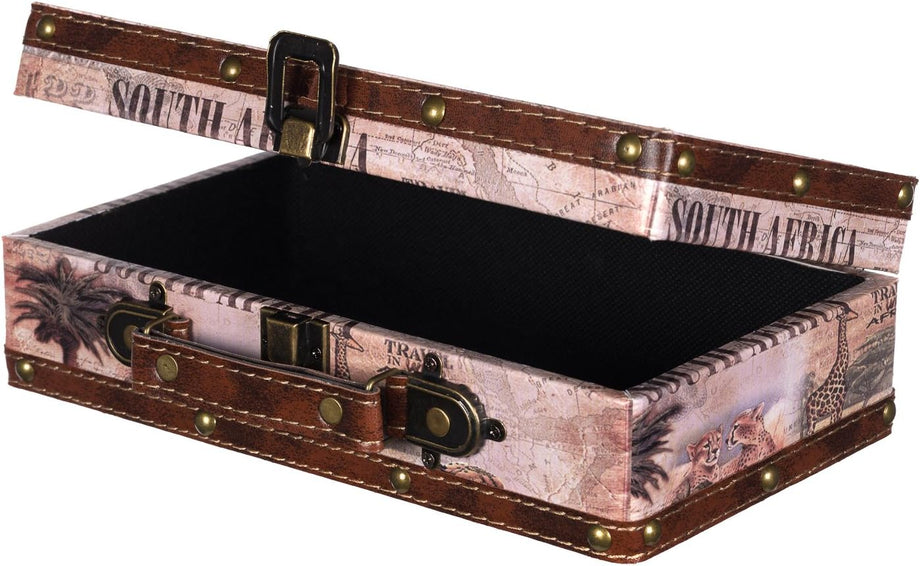 Deri Kaplamalı Ahşap Sandık M Boy, Kolonyal Tarz, Darbeye Dayanıklı