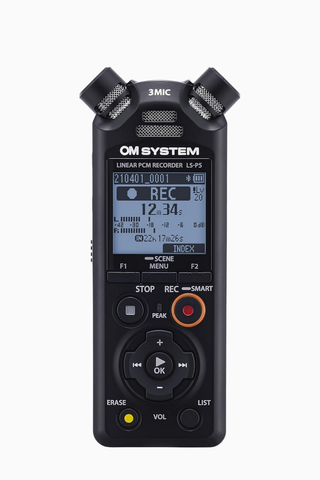 OM SYSTEM LS-P5 Bluetoothlu Yüksek Çözünürlüklü Ses Kayıt Cihazı 3 Mikrofonlu Hi-Res PCM