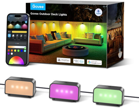 RGBIC Akıllı Dış Mekan Çit Işıkları 6'lı, IP65, Alexa Uyumlu, Müzik Senkron, 60 Sahne