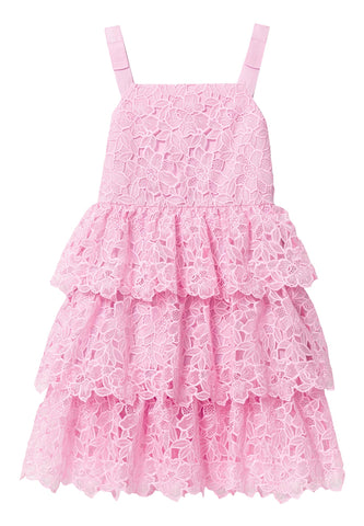 Kız Çocuk Organza Dantel Midi Elbise