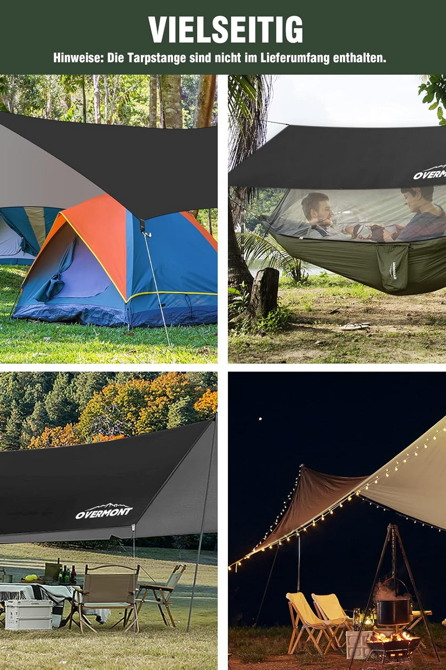 3x3 m Su Geçirmez Tarp Güneş ve Yağmur Koruma Brandası Kamp İçin