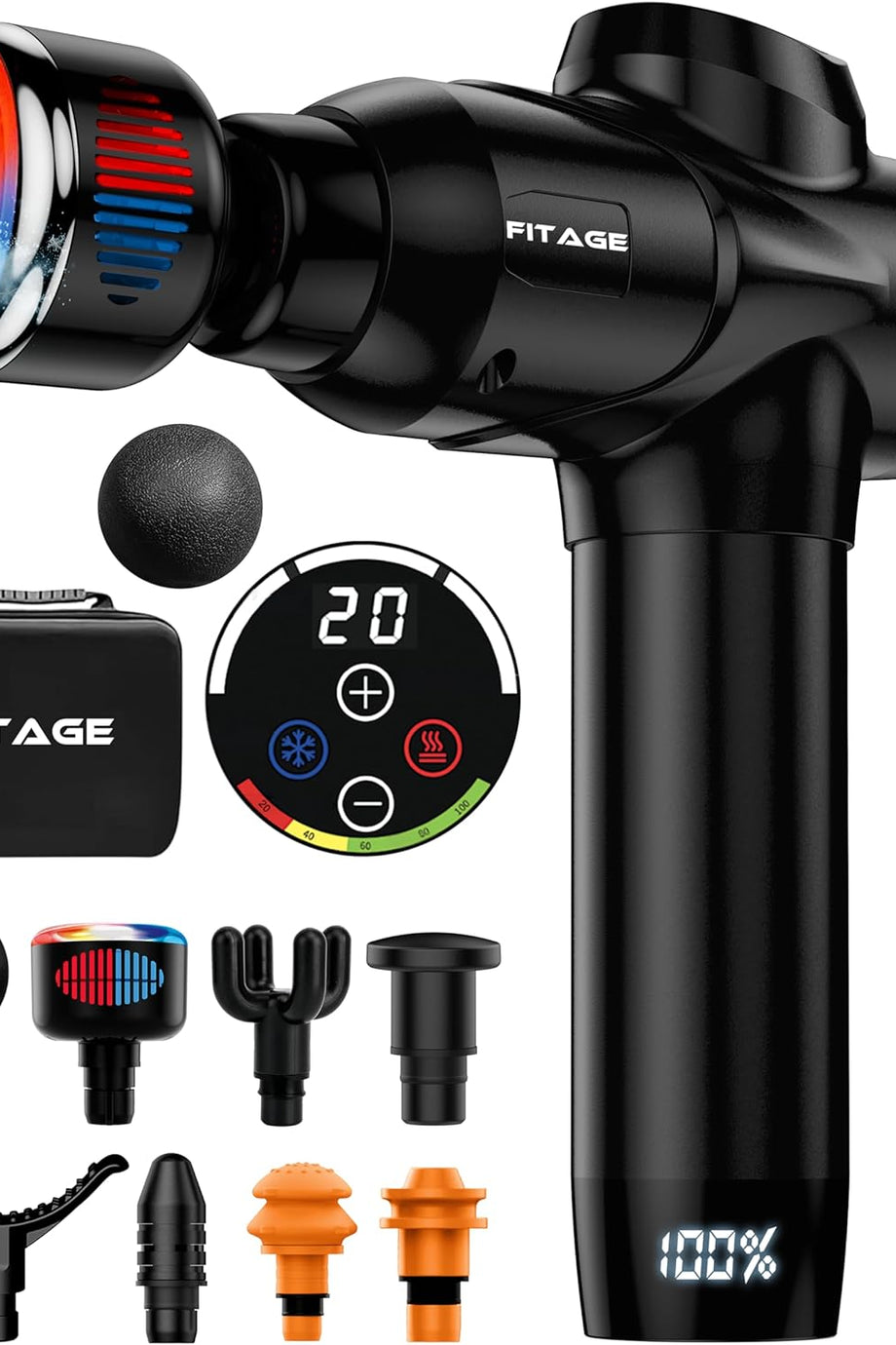 Masaj Tabancası,30 Ayarlanabilir Hız Seviyesi, Isı ve Soğuk Terapisi, Sessiz Çalışma