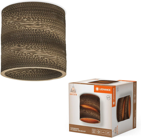 Dekoratif Karton Silindir Masa Lambası Geri Dönüştürülmüş Malzemeden, E27 Duy, 250 mm