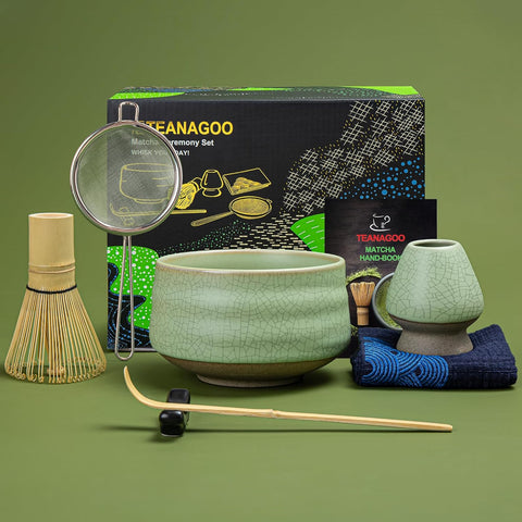 Matcha Whisk Set, 7 Parça Matcha Seremonisi Kiti, Matcha Kasesi ve Tüm Aksesuarları ile