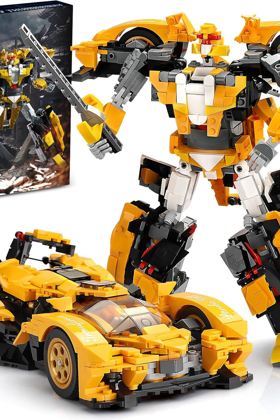 2'si 1 Arada Model Araba ve Transformers Robot Seti,998 Parça, 8+ Yaş İçin Koleksiyonluk Hediye