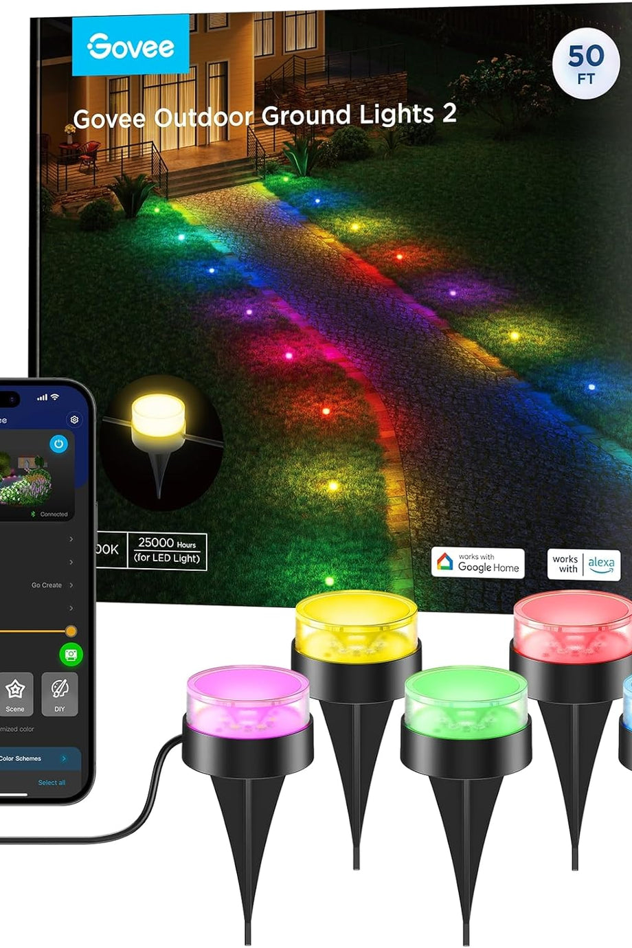 15m Akıllı Dış Mekan Zemin Lambası RGBIC, IP67, Müzik Senkron, Uygulama Kontrollü