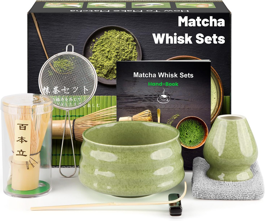 7 Parça Japon Matcha Seremoni Seti Doğal Bambu ve Seramikli Tam Tören Kiti