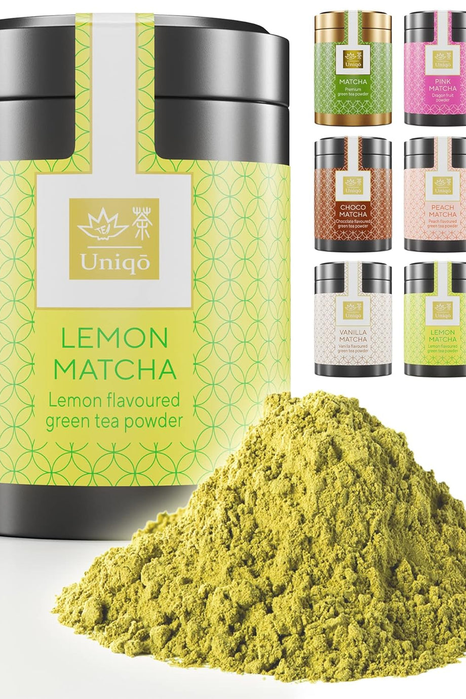 Limon Aromalı Premium Japon Matcha Tozu 30g Şeker İlavesiz Vegan, Metal Kutuda