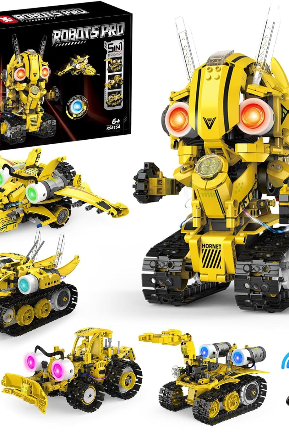 5'i 1 Arada Teknik Robot Yapı Kiti, App ve Uzaktan Kumandalı, 8-12 Yaş İçin STEM Oyuncağı