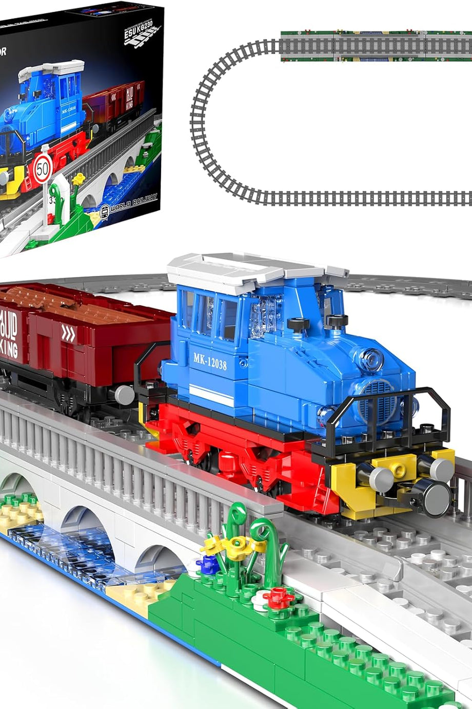 Uzaktan Kumandalı Dizel Lokomotif Tren Yapı Taşları, 1117 Parça