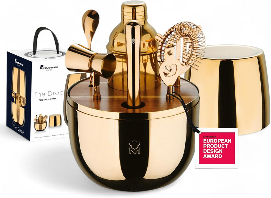 The Drop 6'lı Paslanmaz Çelik Kokteyl Seti Şık Hediye Kutulu Bar Seti