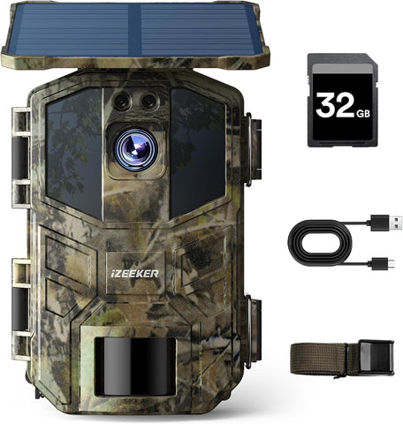 4K Güneş Enerjili Vahşi Yaşam Kamerası, 48 MP, IP66 Su Geçirmez, Gece Görüşlü