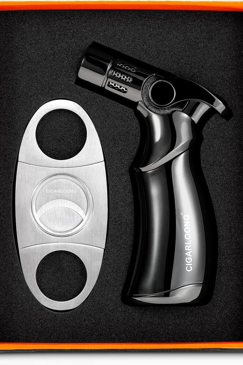 Puro Makası ve Çakmak Seti, 4 Alevli, Paslanmaz Çelik, Ayarlanabilir Alevli