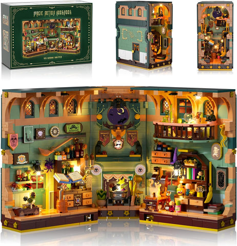 Sihirli İksir Kitap Köşesi, LED'li Ev Yapım Oyuncak Seti, 990 Parça Kitap Ayracı ve Dekorasyon