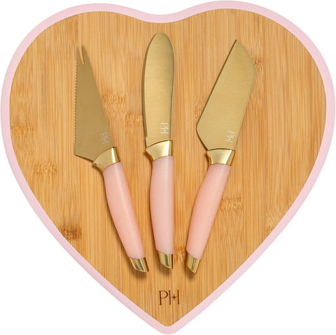 4 Parçalı Peynir Bıçağı Seti, Paslanmaz Çelik, Bambu Tahta, Gümüş