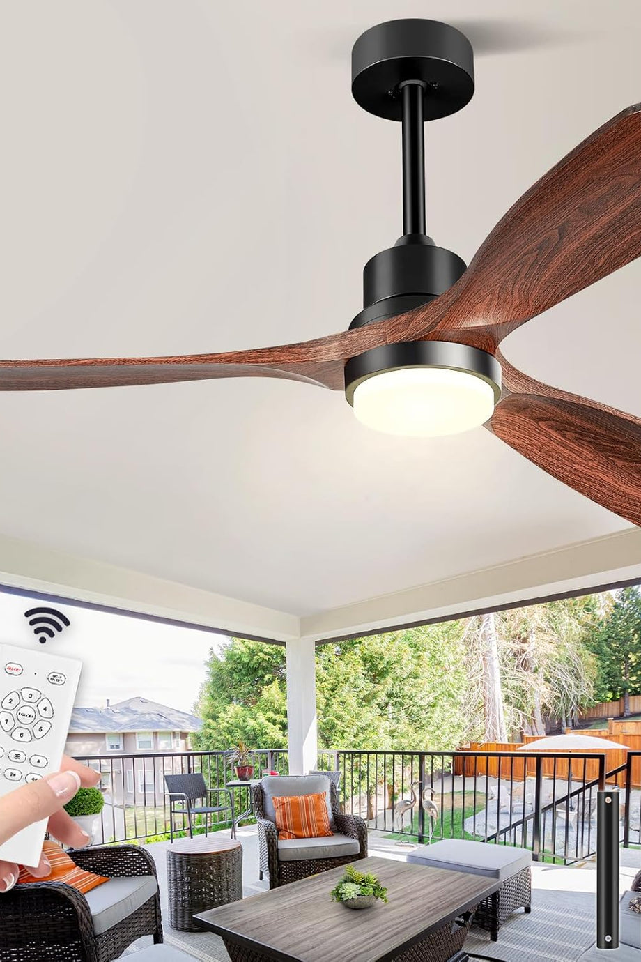 132 cm Tavan Vantilatörü ve LED Aydınlatma,Sessiz DC Motor, Uzaktan Kumanda