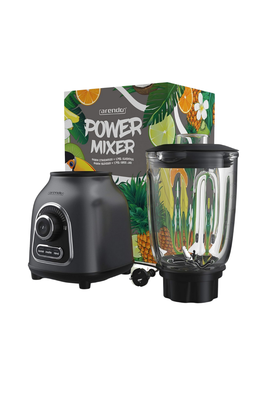 1,75 L Cam Blender 1400W Paslanmaz Çelik 6 Bıçaklı Smoothie Mikseri