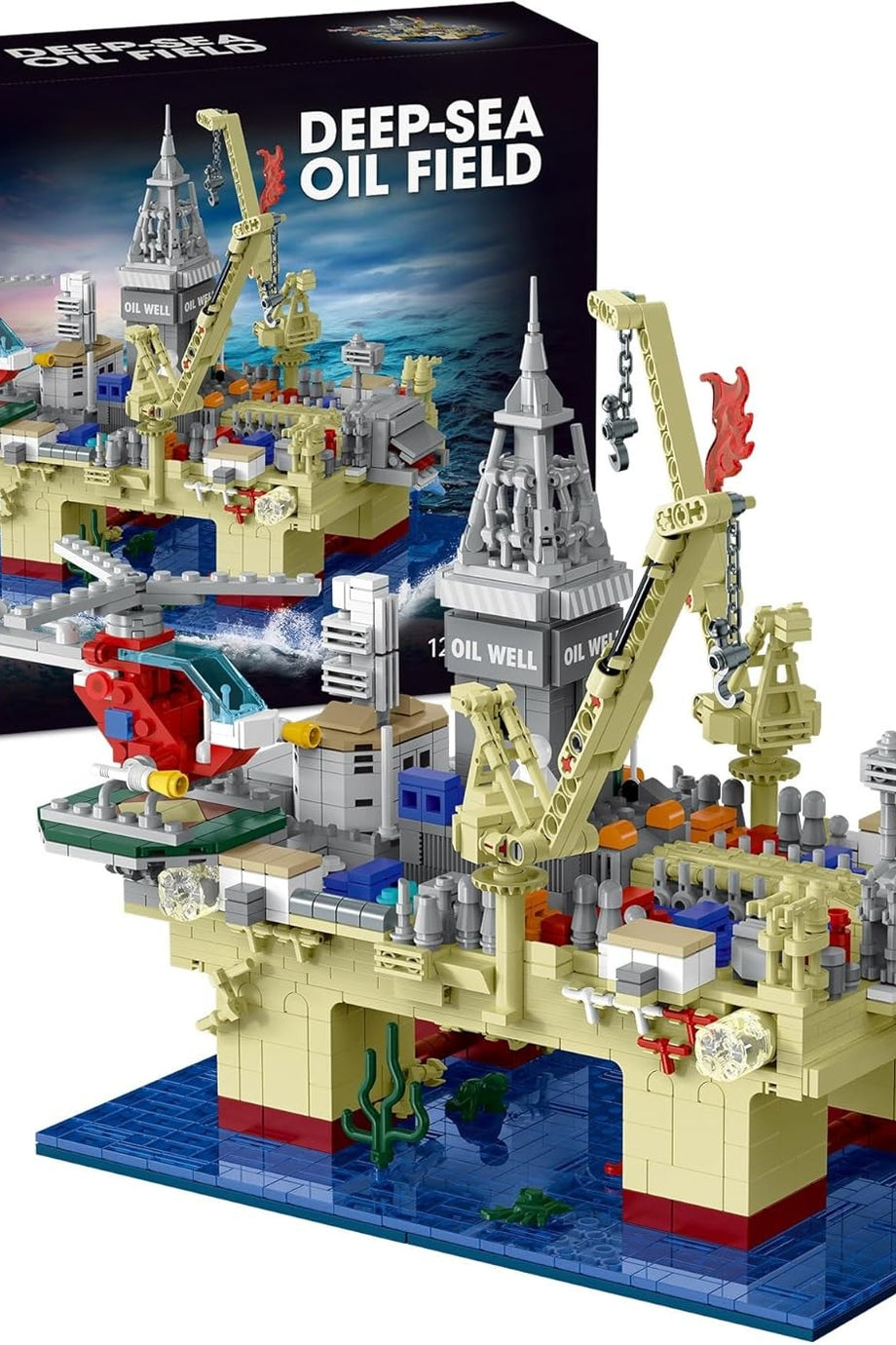 Offshore Petrol Platformu Yapı Kiti, LED Işıklı, 1962 Parça, 12 Yaş ve Üzeri İçin Mimari Model