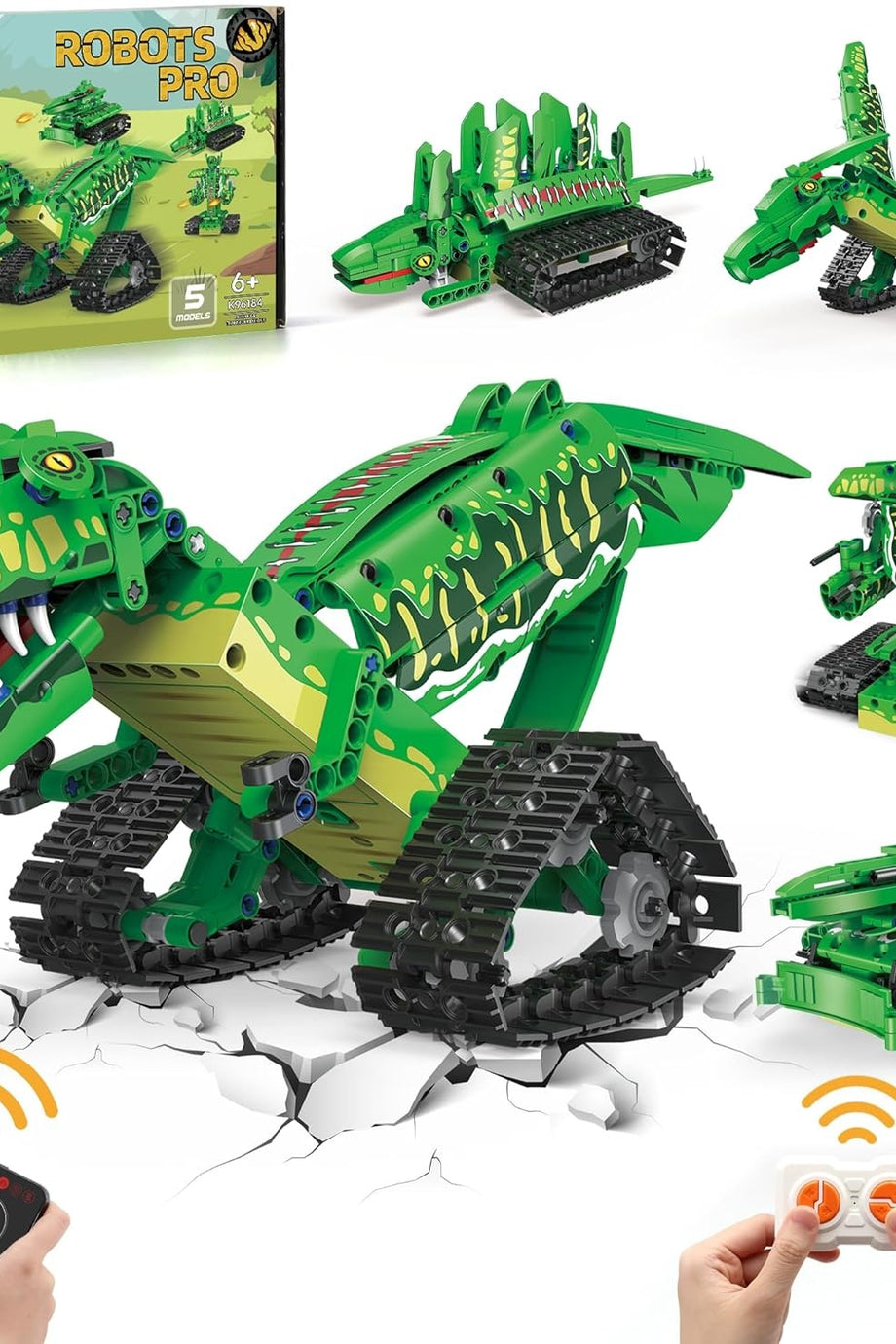 5'i 1  Arada STEM Robot Yapı Kiti, +6 Yaş İçin Dinozor Modeli, Uzaktan Kumanda ve Uygulama Kontrollü
