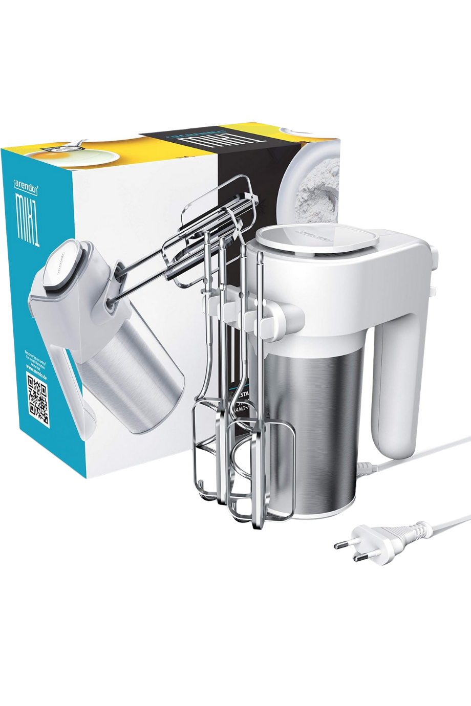 400W Paslanmaz Çelik El Mikseri 5 Hız Turbo Fonksiyonlu Hamur Kancalı