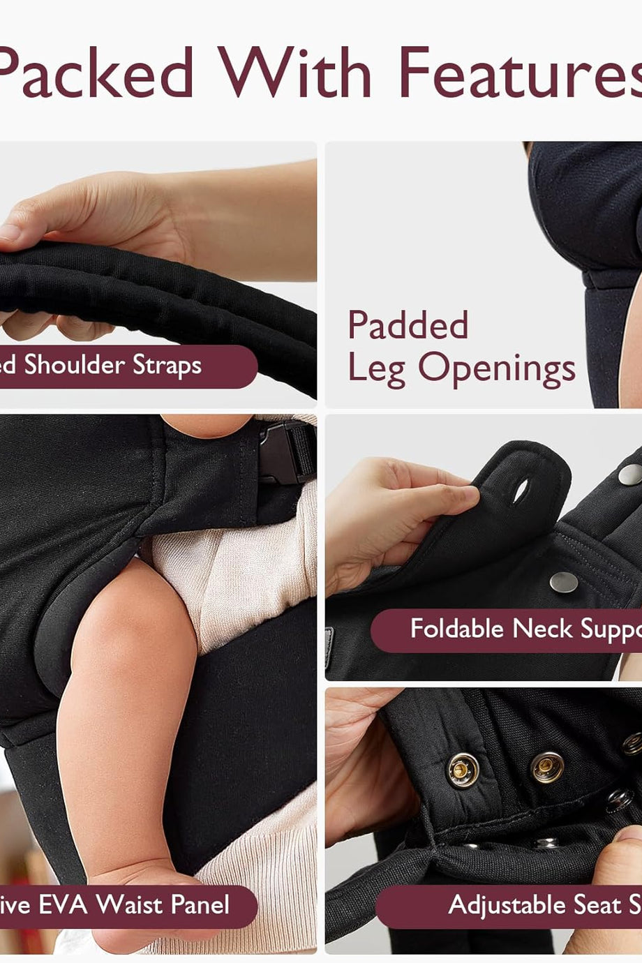 Bebek Taşıyıcı, Saf Pamuk, Ergonomik, Hafif ve Rahat, 3-20 kg