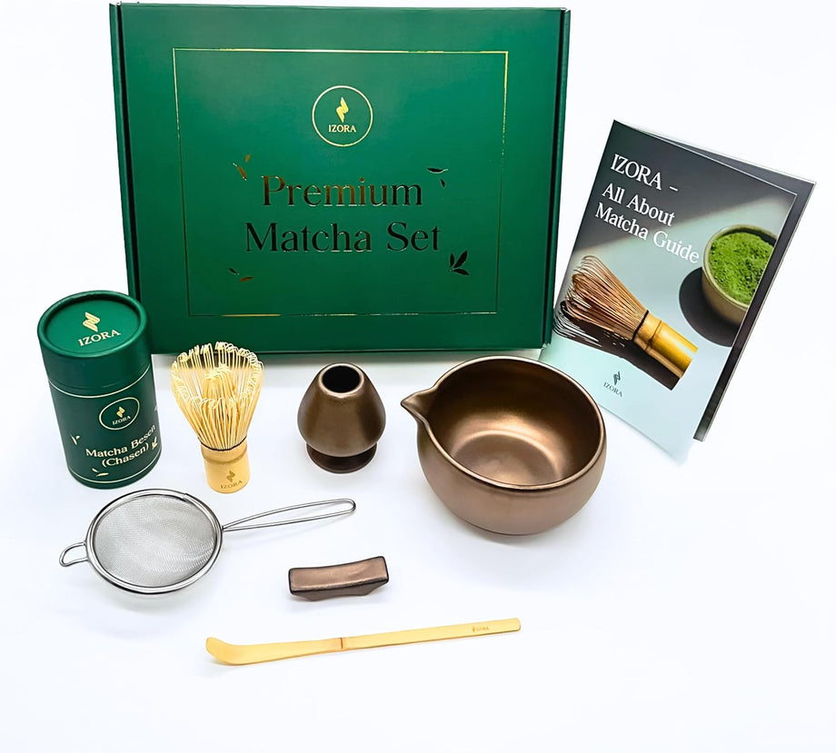 Matcha Seti, Seramik Kase ve Bambu Süpürge ile Japon Çay Seremonisi